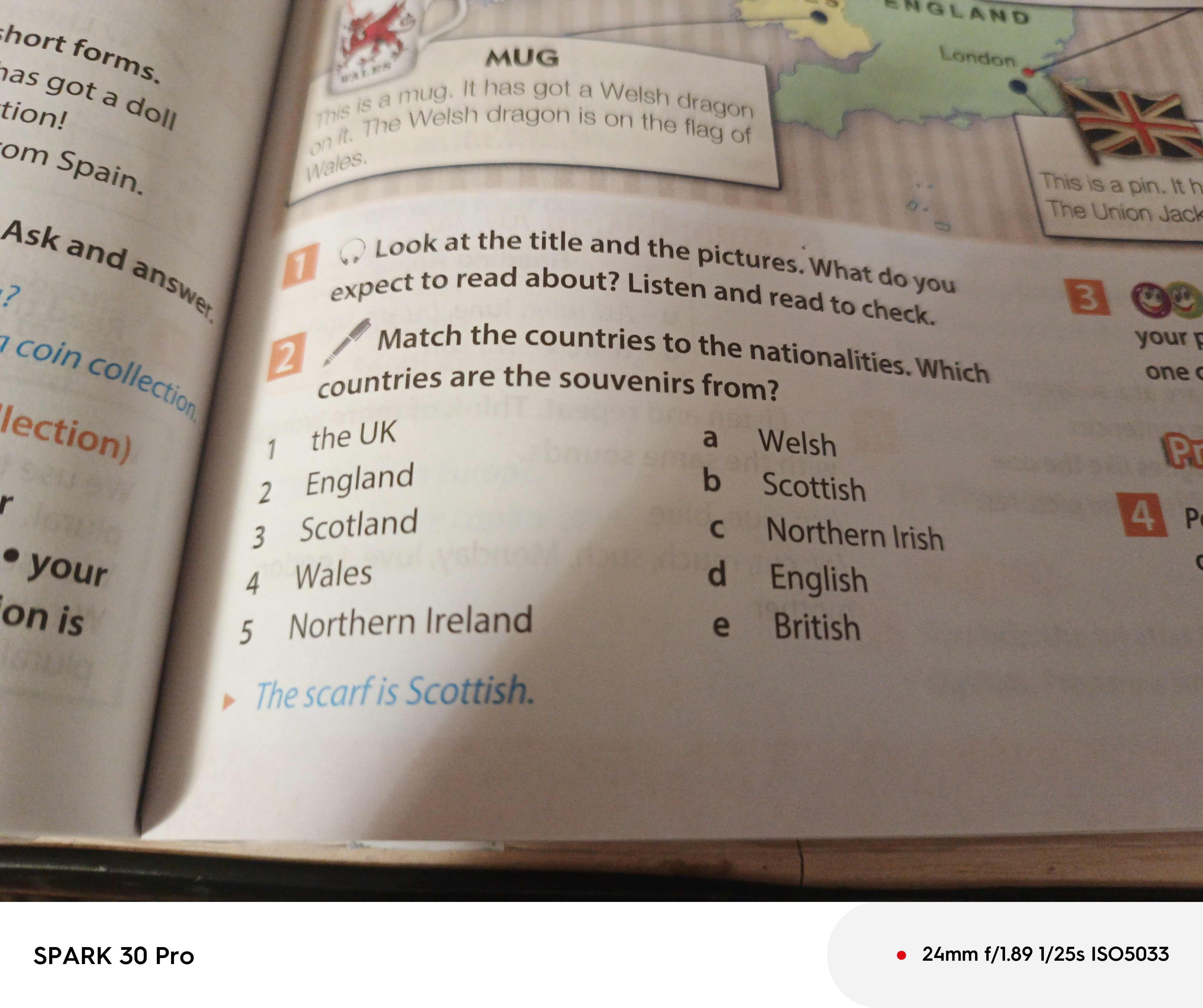 Фото заданий: 1. Look at the title and the; 2. Match the countries to the nationalities