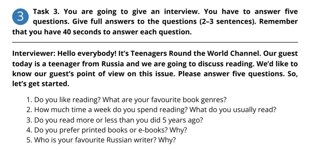 Фото заданий: 1. Do you like reading? What are; 2. How much time a week do